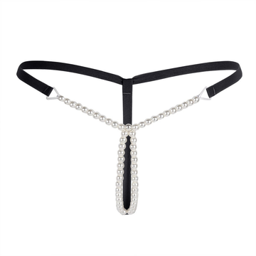 Women's Hot Erotic Lingerie / Mini Bikini with Pearls / Seductive Open Crotch Panties - EVE's SECRETS